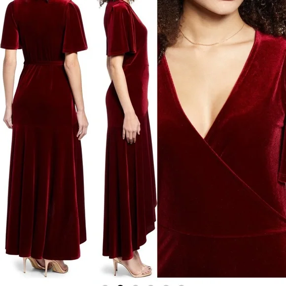 Velour Holiday Maxi-Wrap Dress - Picture 3 of 6